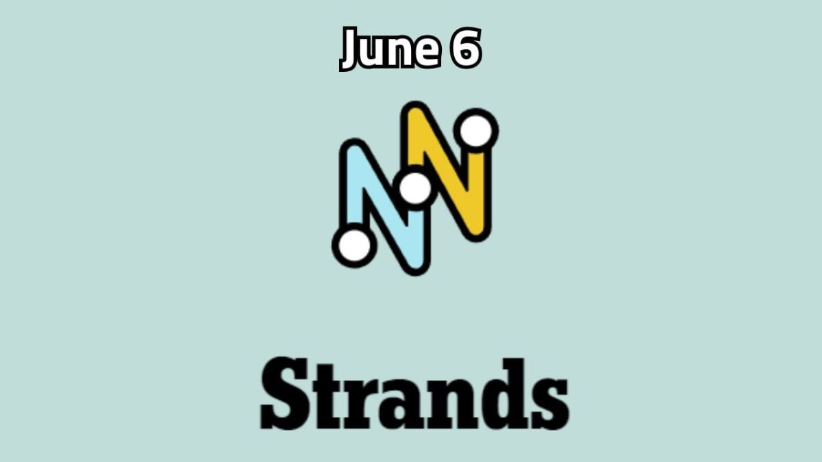 Image with the text 'Strands' in bold at the bottom, an interconnected blue and yellow 'N' logo with white dots above, and the date 'June 6' at the top.