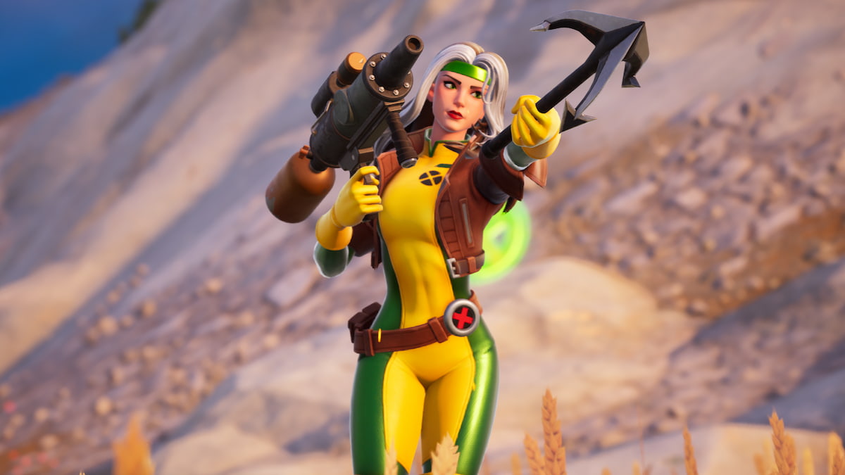 Rogue holding a Tow Hook Cannon in Fortnite.
