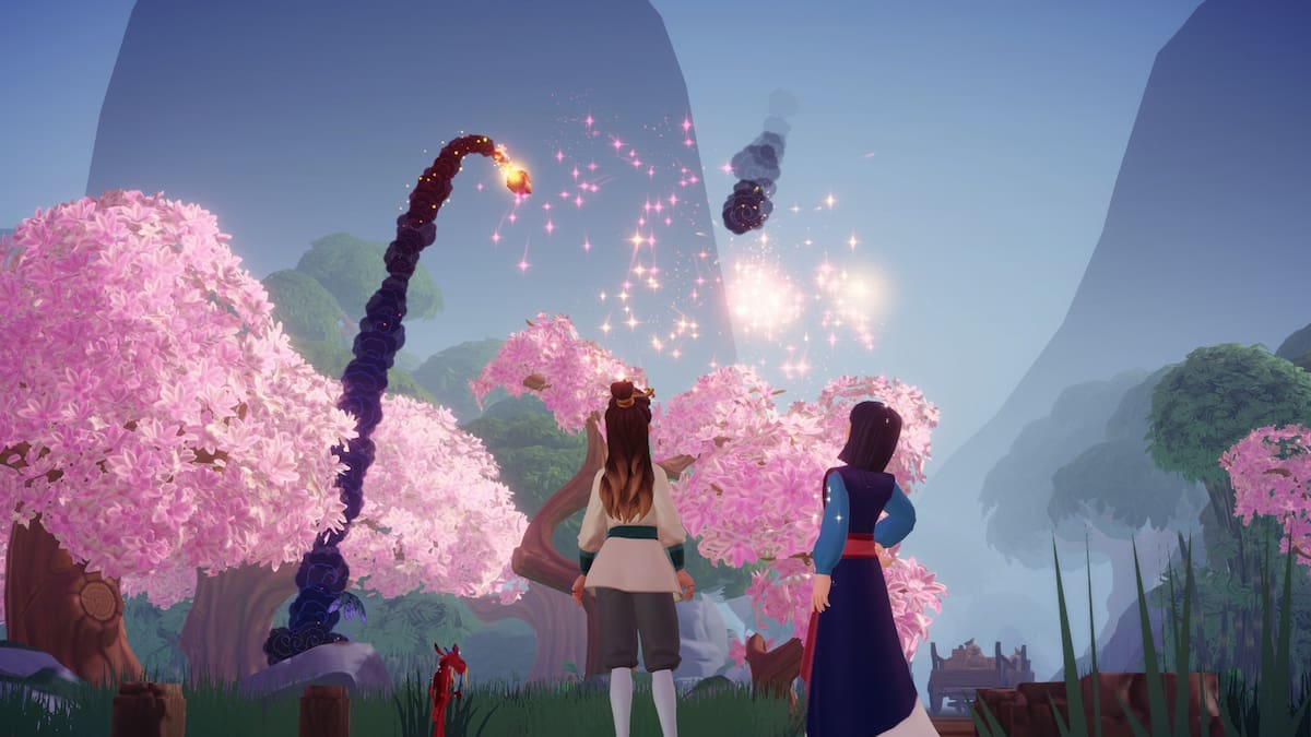 Watching Mushu send a signal with Mulan in Disney Dreamlight Valley.