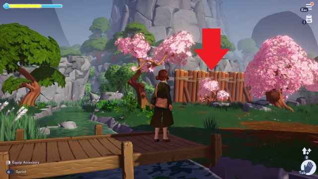 The right spot to place the wooden fence for Mushu marked in Disney Dreamlight Valley.