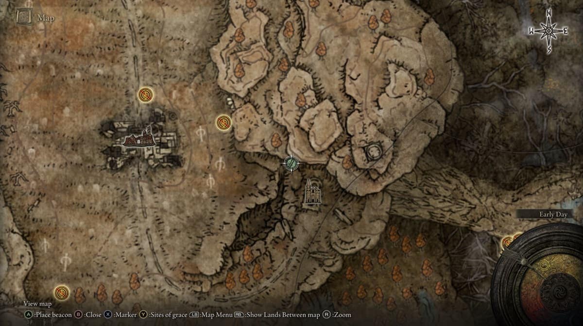 A marked location of the Blessing of Marika on the main map of Elden Ring