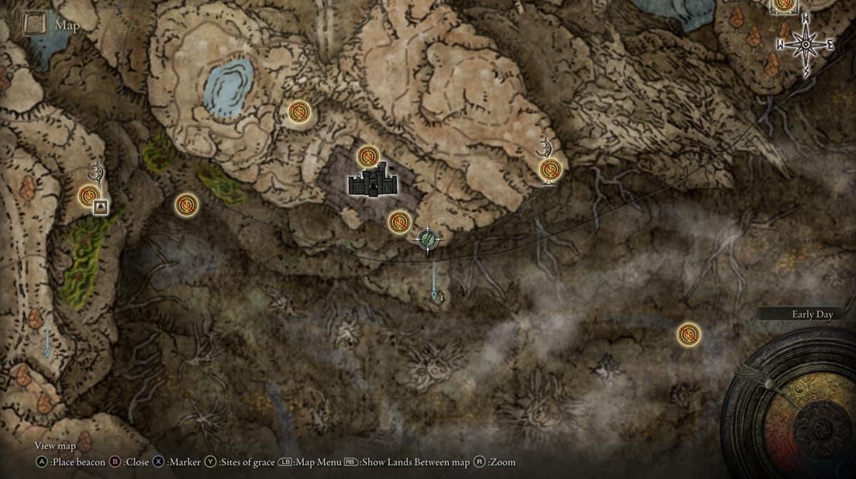 A marked location of the Blessing of Marika on the main map of Elden Ring