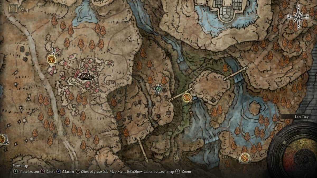 Elden Ring map showcasing different marked locations