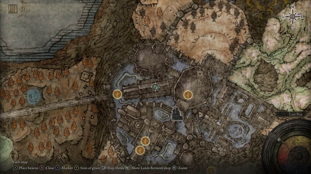 Elden Ring map showcasing different marked locations