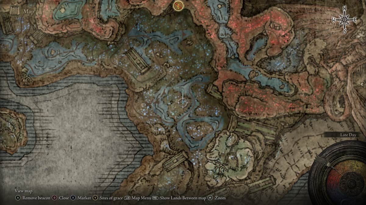 Map pins showcasing different locations on the main map of Elden Ring