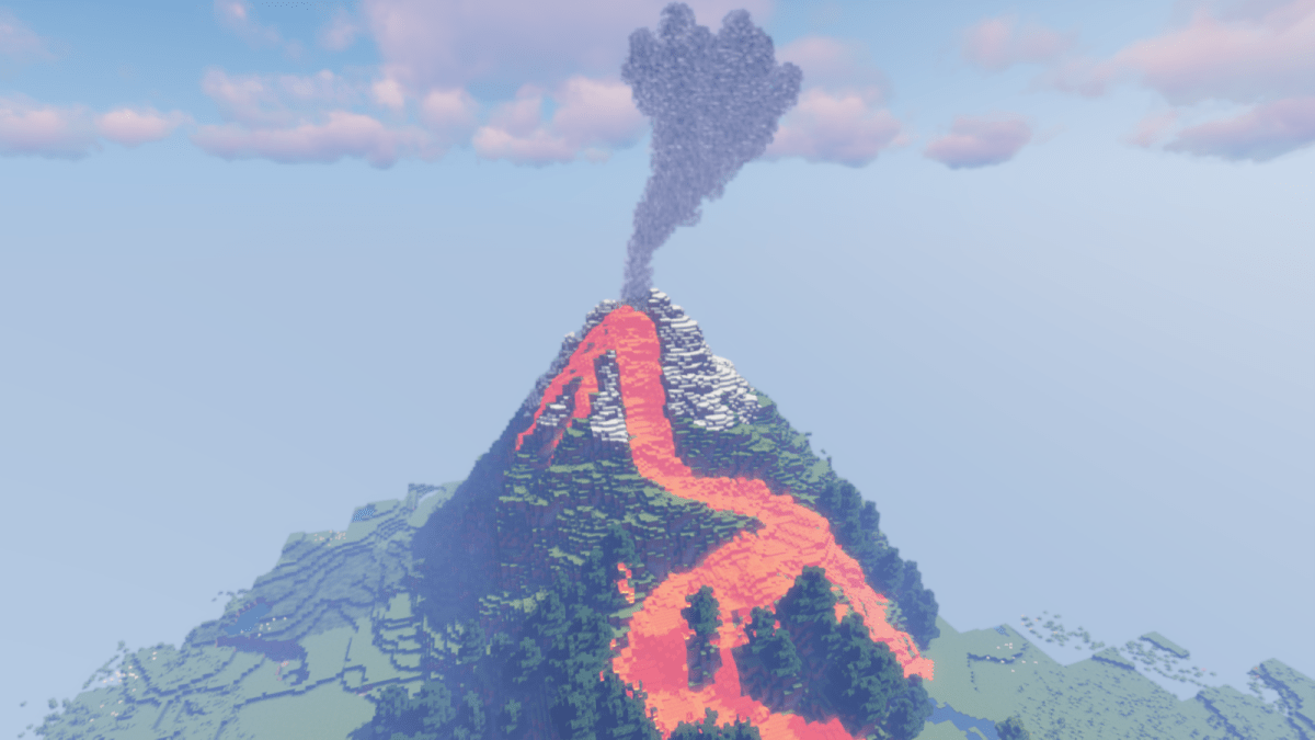 A player created Volcano in Minecraft.