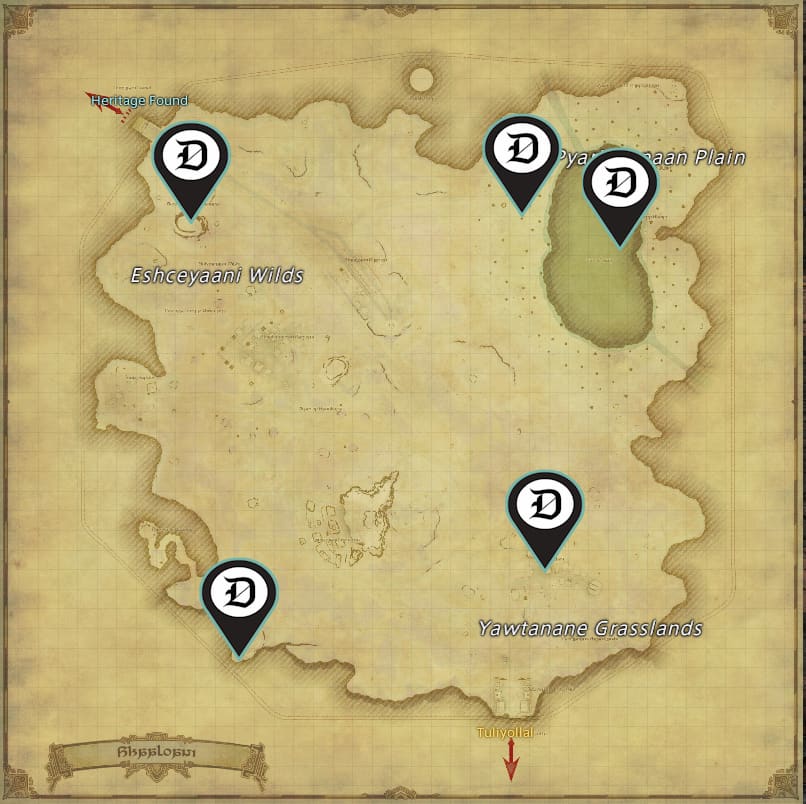 All Shaaloani Sighting log locations in Final Fantasy XIV