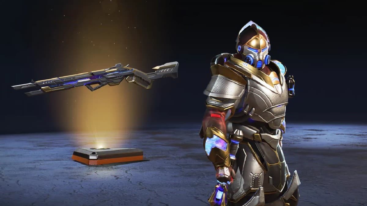 Legendary “Noxious Knight” Caustic and “Far Orbit” 30-30 Repeater skins from the Apex Void Reckoning event.