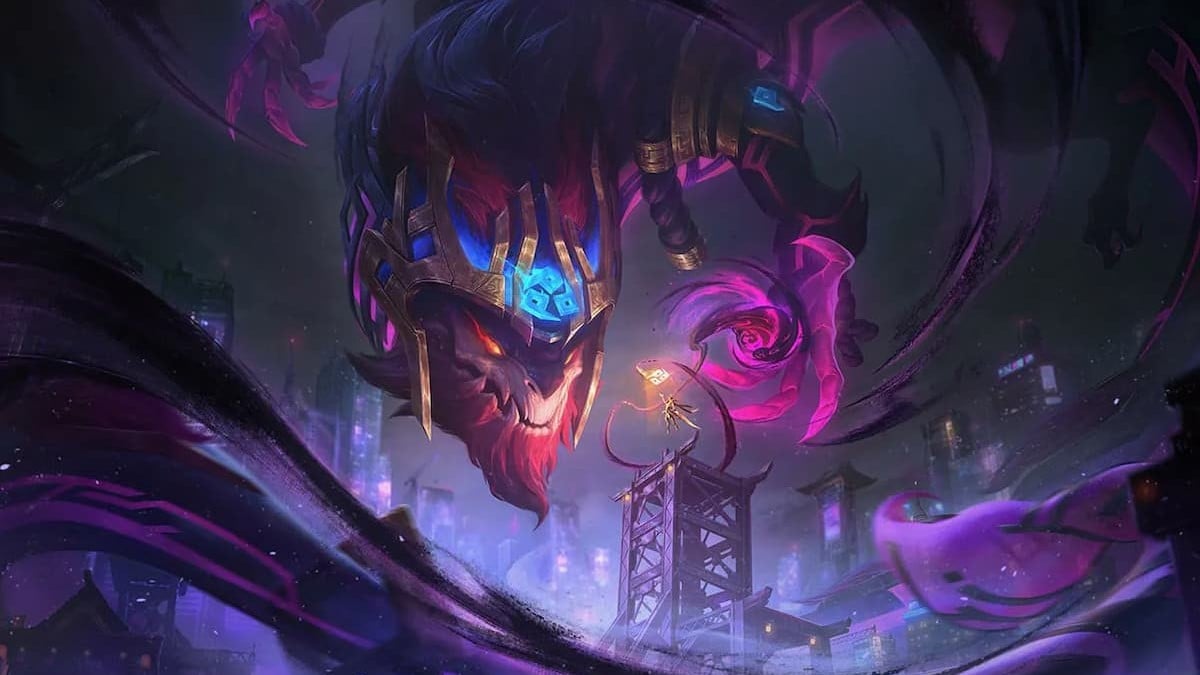 Aurelion Sol looking at a tiny human on top of a tower.