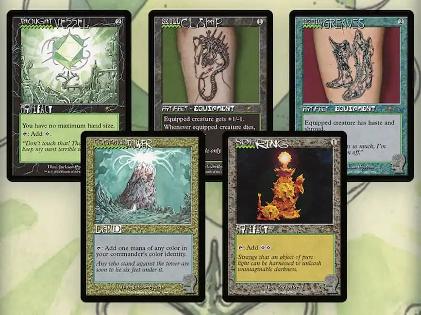 Images of MTG Commander cards in Brain Dead Secret Lair drop