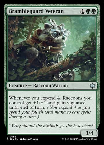 Best Bloomburrow Prerelease Draft cards for Raccoon archetype