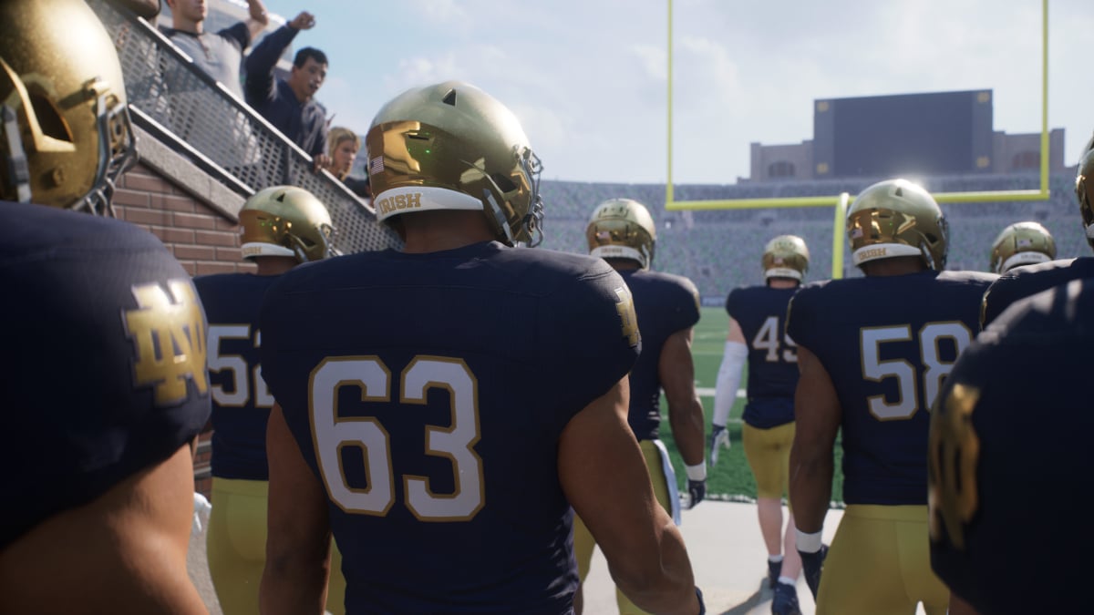 Notre Dame entering the field in College Football 25.