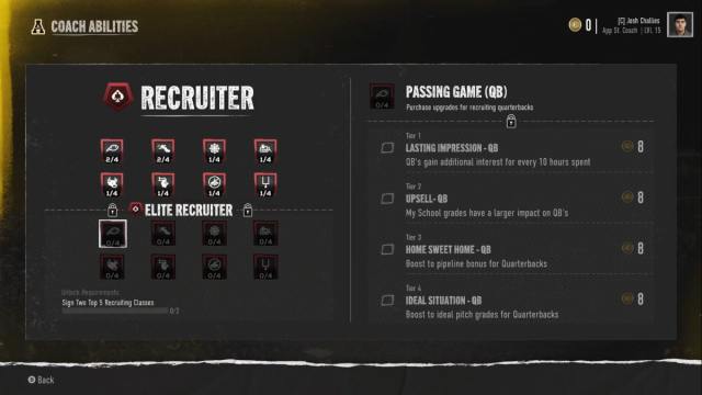 The Recruiter coach ability screen in College Football 25.
