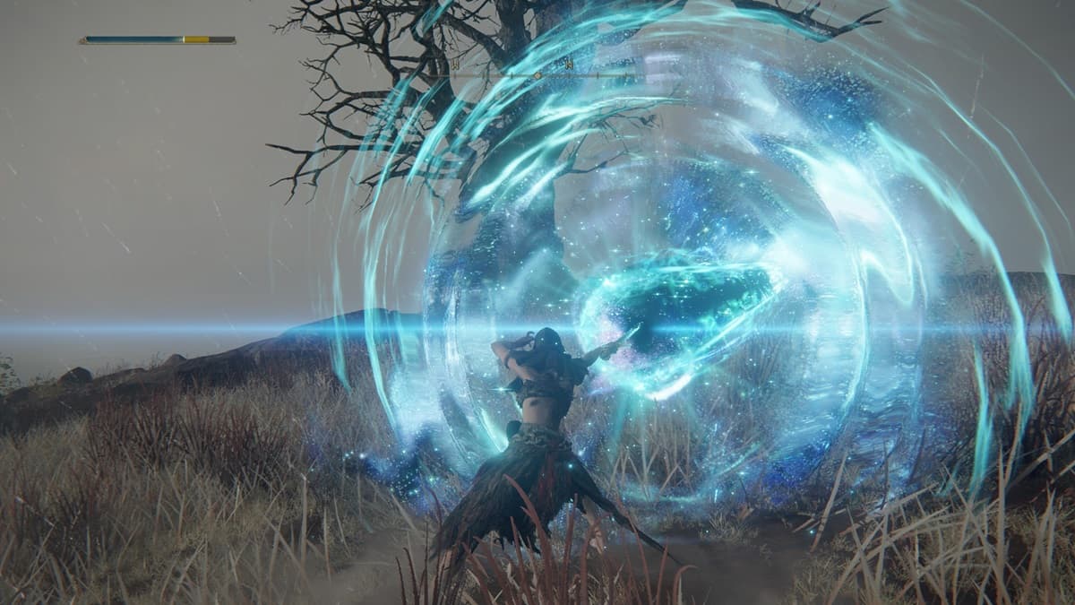 Player character channeling the Comet Azur spell in Elden Ring