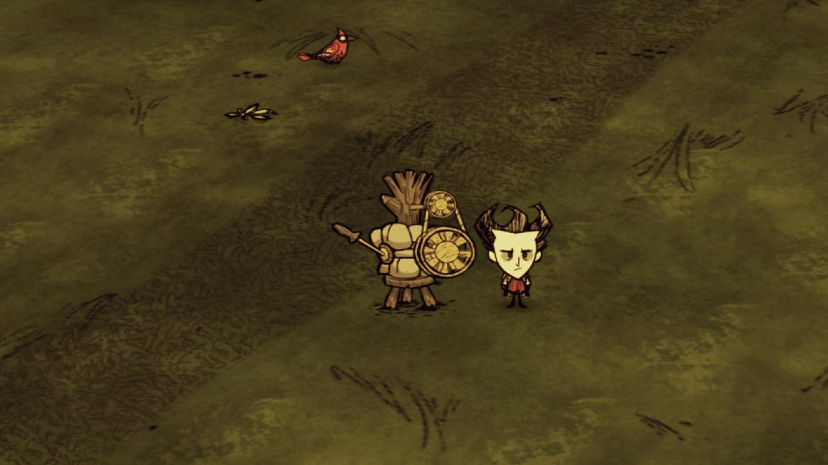 Player character standing next to the Science Machine in a field in Don't Starve Together