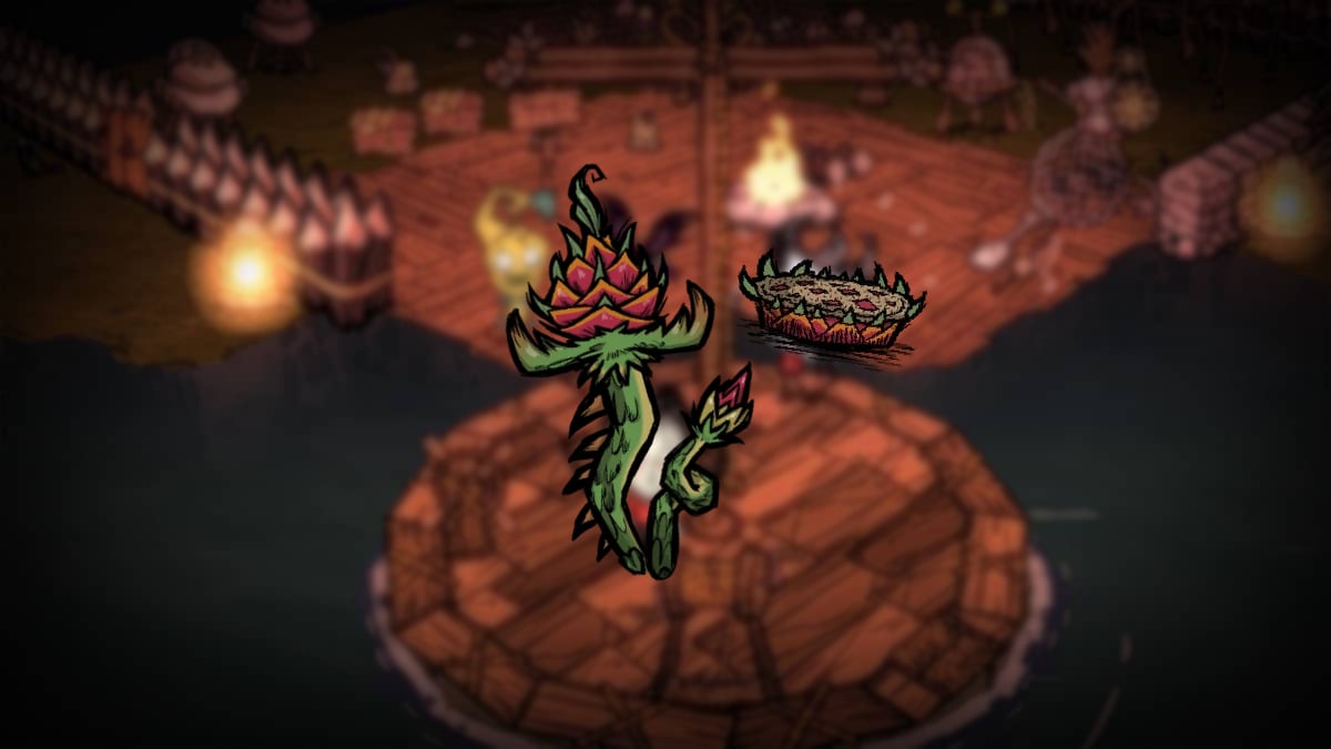 An image from Don't Starve Together of Dragon Fruit and Dragon pie.