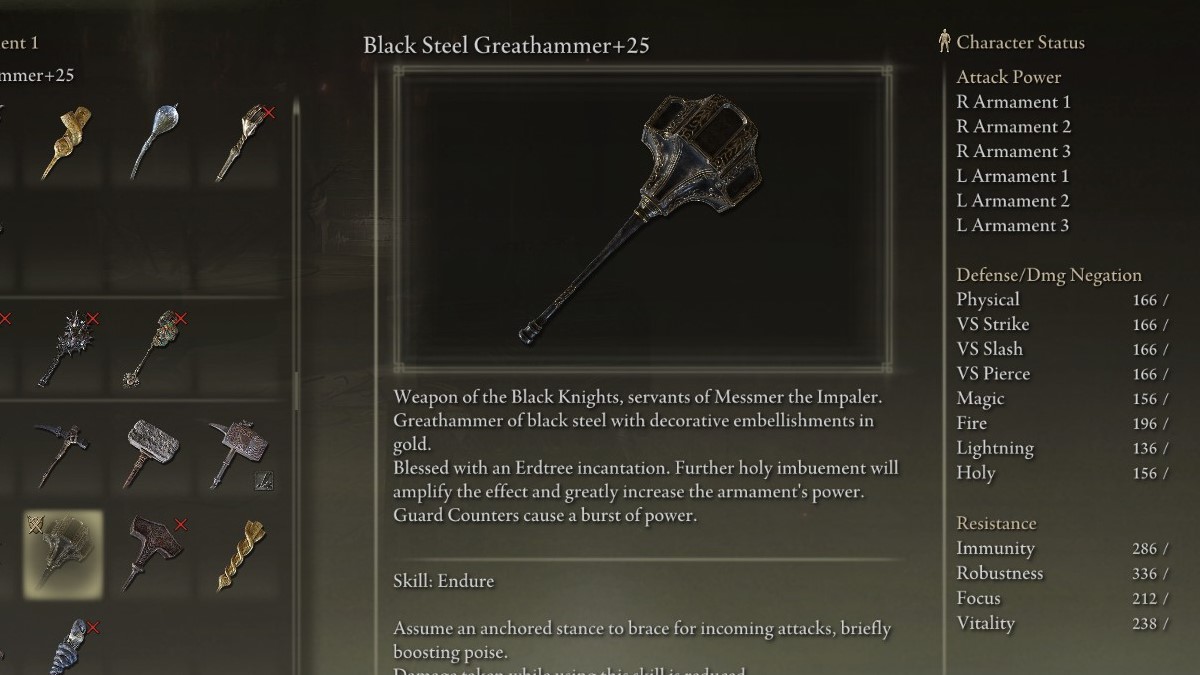 Best Black Steel Greathammer build in Elden Ring