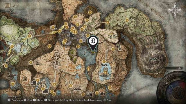 Ruins of Unte marked on Elden Ring map