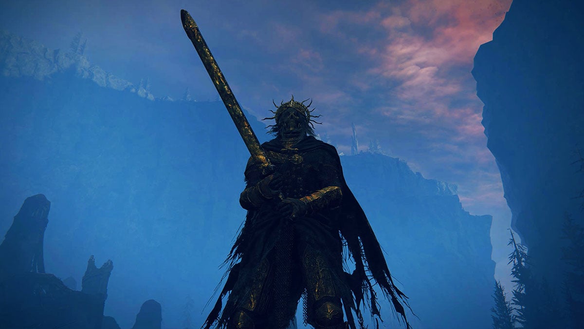 Character wielding the Stone-Sheathed Sword from Elden Ring DLC