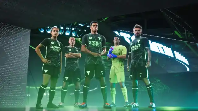 A group of players in a promotional image for EA FC 25 Ultimate Team.