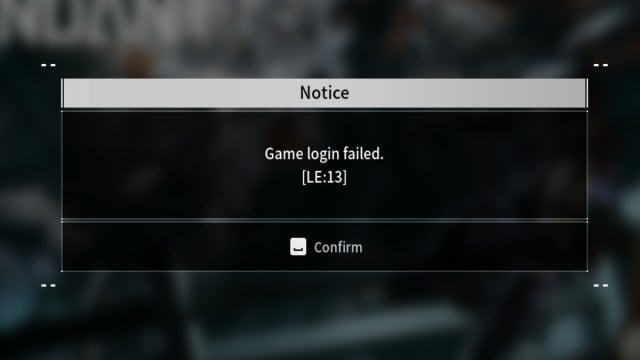 An in-game error showing in The First Descendant.