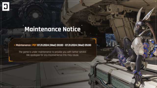 A maintenance notice on The First Descendant.