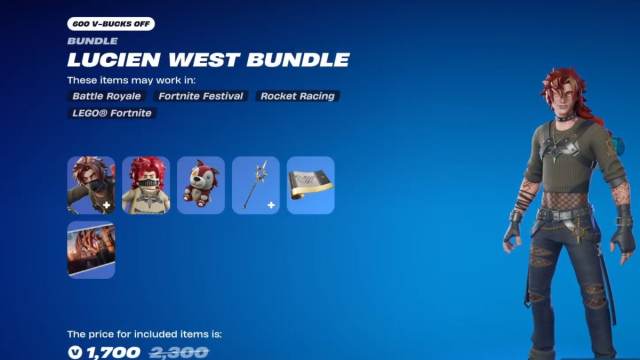 A screenshot of the Lucien West Bundle in Fortnite.