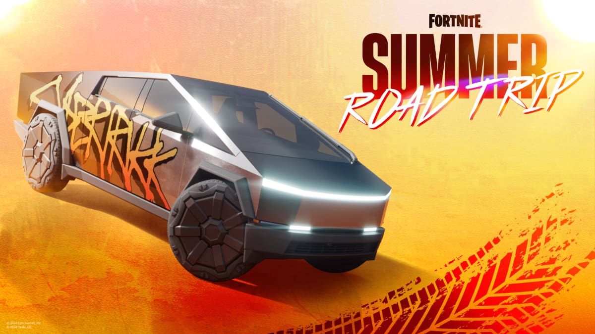 The Tesla Cybertruck in a promo image for Fortnite.