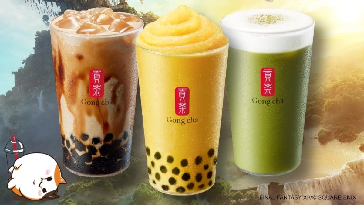 Final Fantasy XIV Dawntrial and Gong Cha collaboration bubble teas