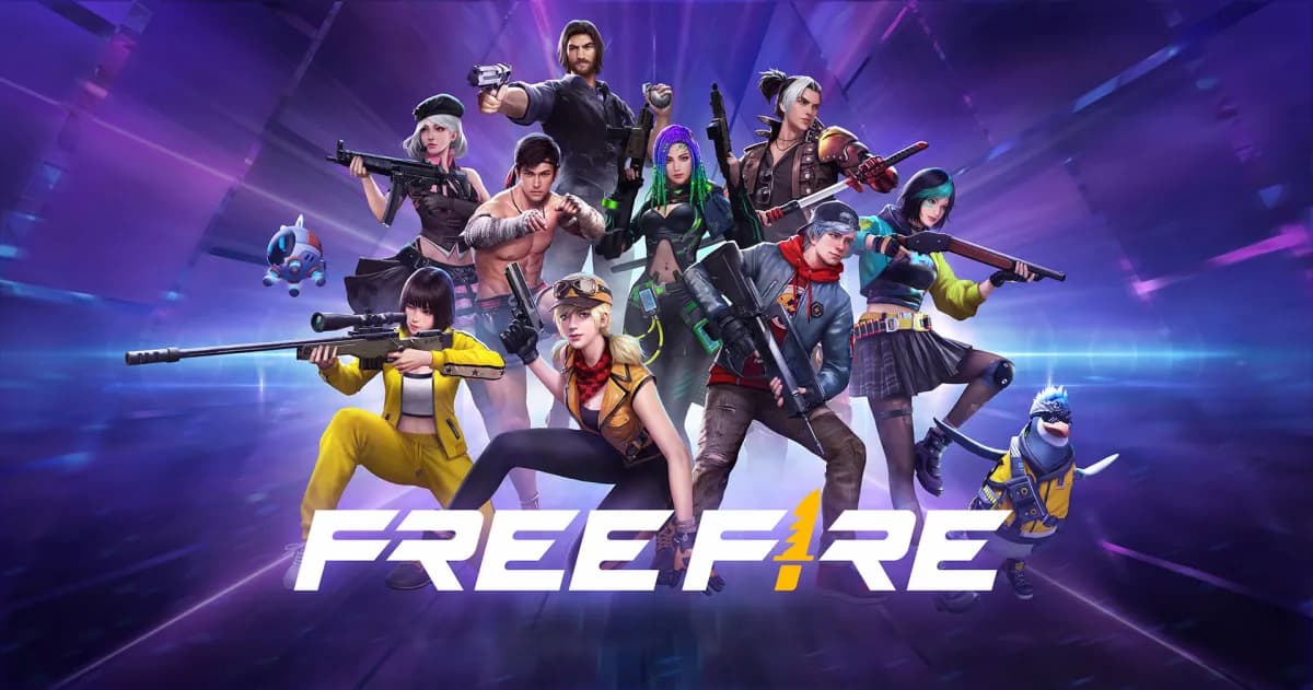 Free fire max logo with characters in the background