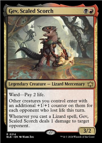 A Lizard casting a spell in MTG Bloomburrow