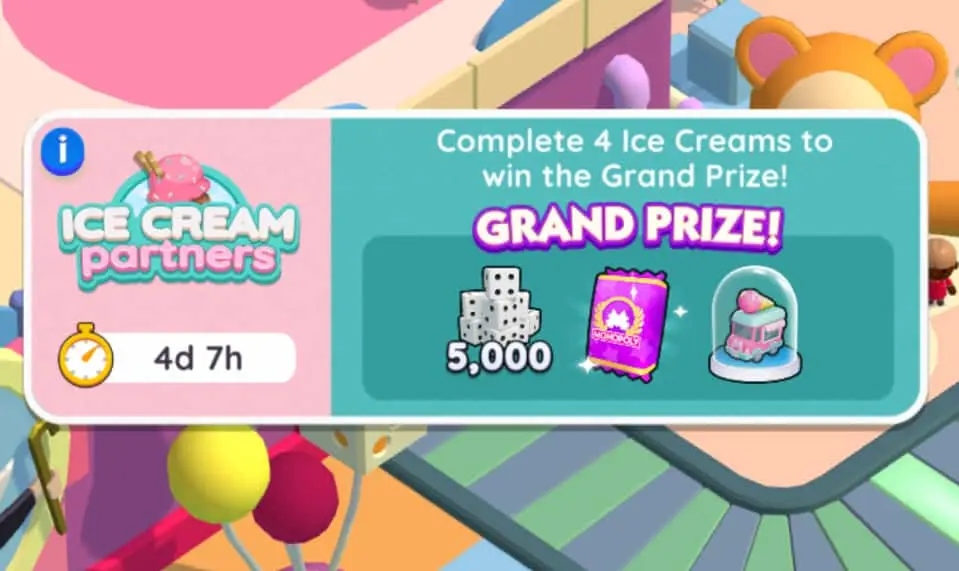 Ice cream partners grand prize Monopoly GO reward
