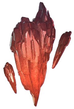 An image of a red crystal with two smaller fragments floating nearby from Flintlock.