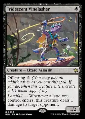 Lizard with magical whip in Bloomburrow MTG set