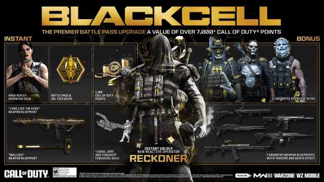 Promo art for Modern Warfare III's Season 5 Blackcell upgrade.