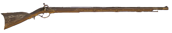 A long-barreled musket of a brown color in Flintlock.