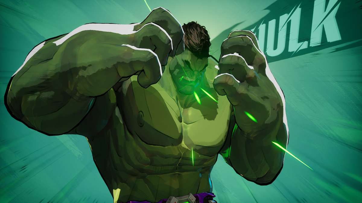 Hulk in stylized shot with hero name for the Marvel Rivals hero menu