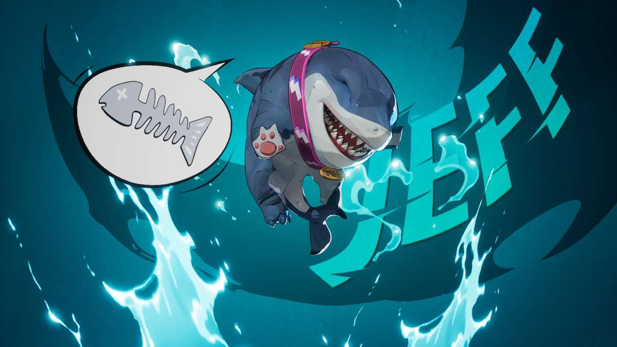 Jeff the Shark in stylized shot with hero name for the Marvel Rivals hero menu