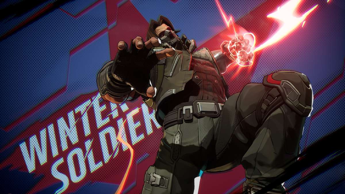 Winter Soldier in stylized shot with hero name for the Marvel Rivals hero menu