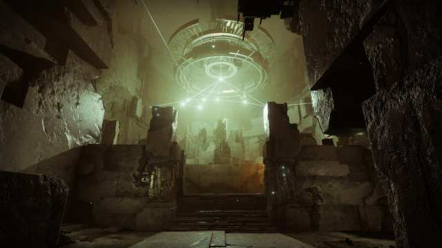 The end of the Orrery Lost Sector in Nessus' Artifact's Edge. A few floating lights give the Lost Sector its name.