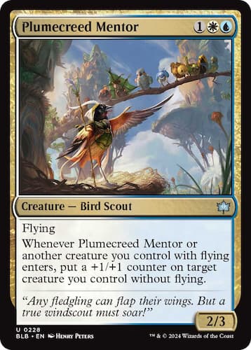 Bird Scout giving directions to other birds in MTG Bloomburrow