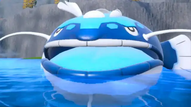 Dondozo floating in a lake in Pokémon Scarlet and Violet.