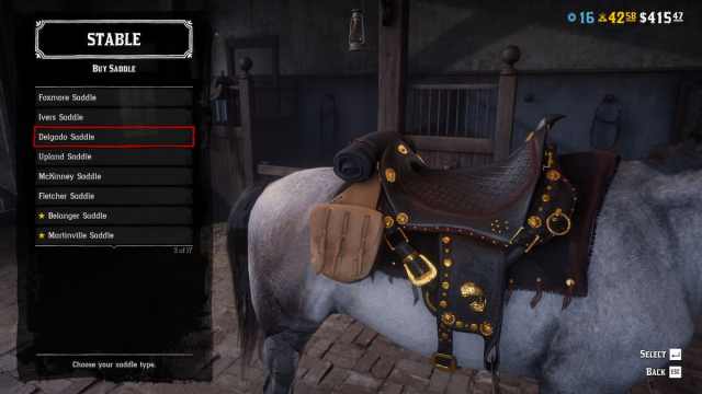 An image of the Delgado Saddle from Red Dead Online.
