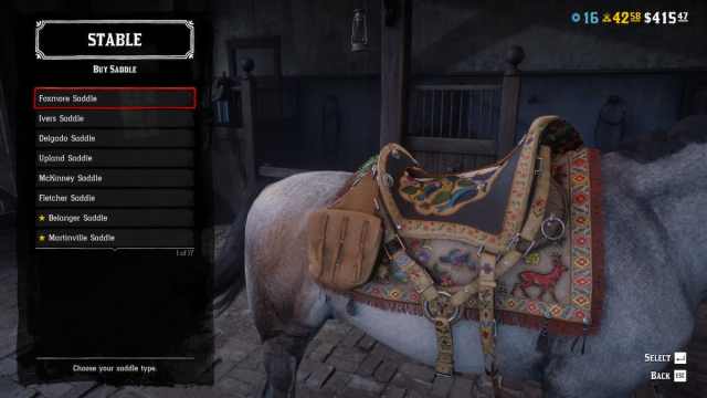 An image of the Foxmore Saddle from Red Dead Online.