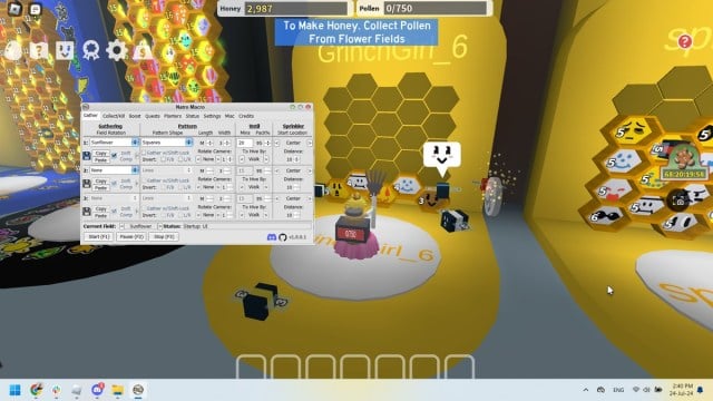 Natro Macro is running in the background of Bee Swarm Simulator
