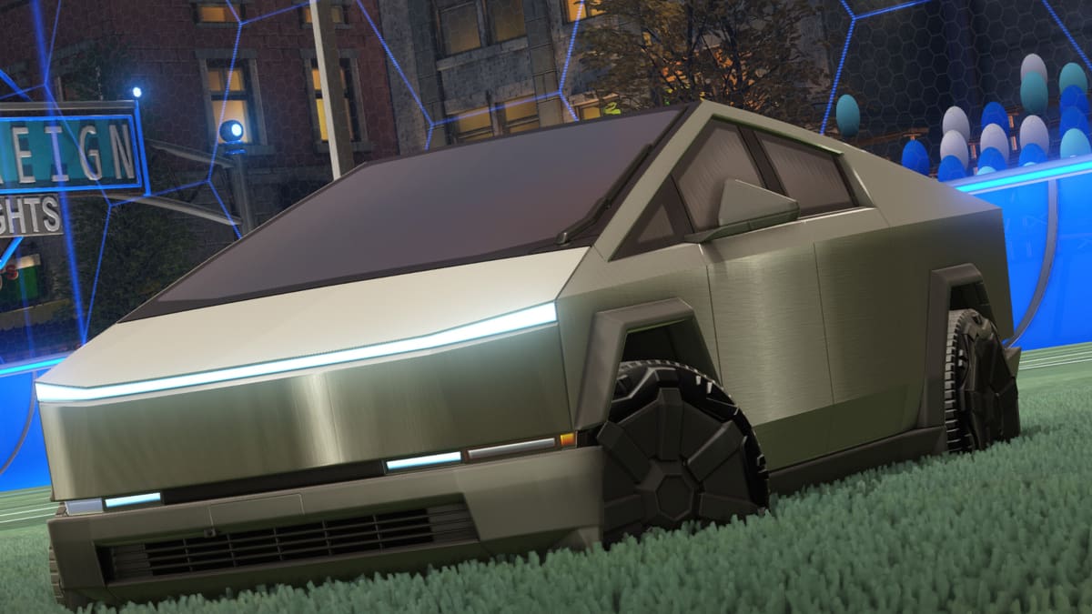 A promo image for the Cybertruck in Rocket League.