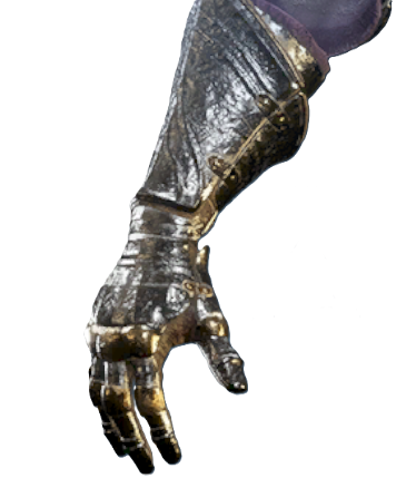 A screenshot from Flintlock showing the Sapper's Gauntlet, a metal glove with a golden sheen.