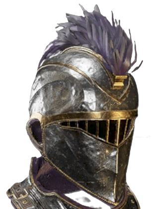 A screenshot from Flintlock of the Sapper's Helmet, a metal helmet with a purple mohawk-like design.