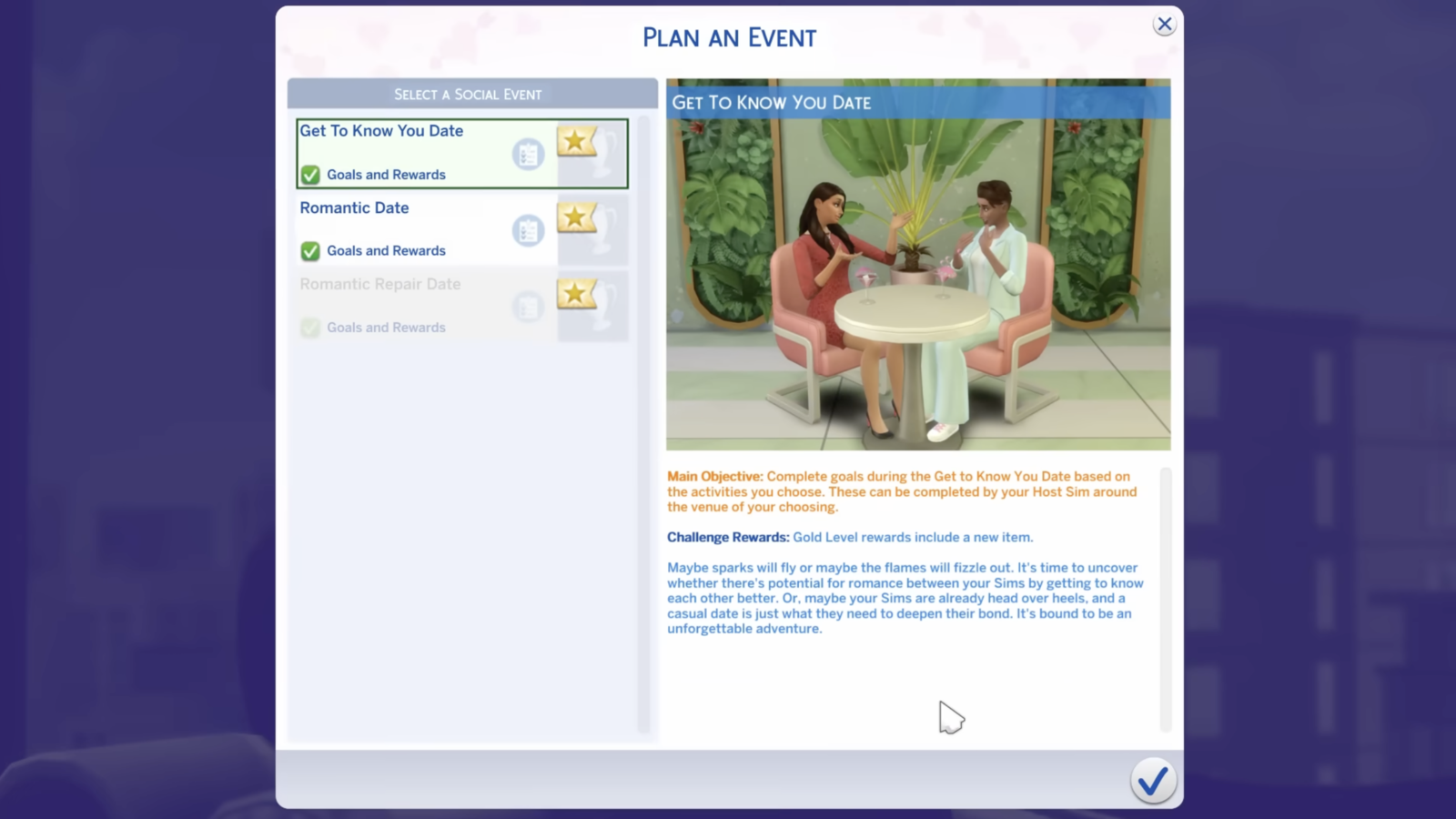 How to create a custom date in The Sims 4 Lovestruck