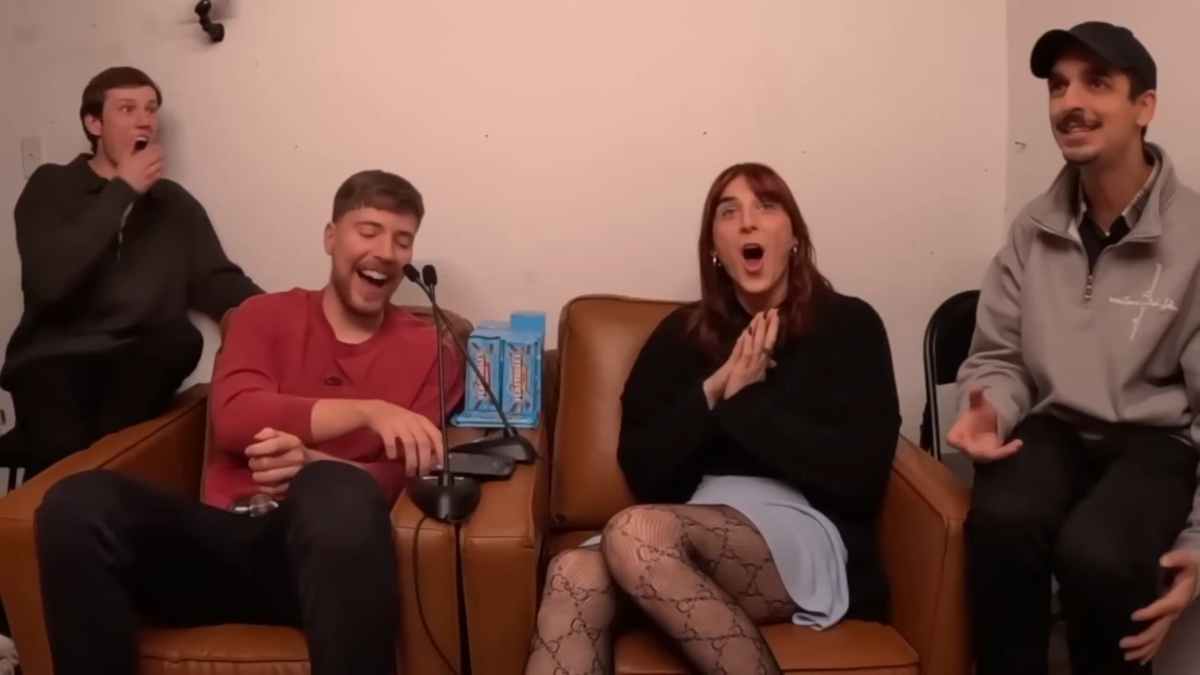 Ava Kris Tyson and MrBeast react in a video.